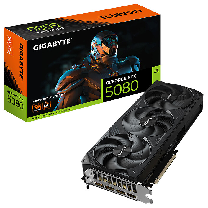 CARTE GRAPHIQUE - GIGABYTE - NVIDIA GEFORCE RTX 5080 WINDFORCE OC SFF 16GB