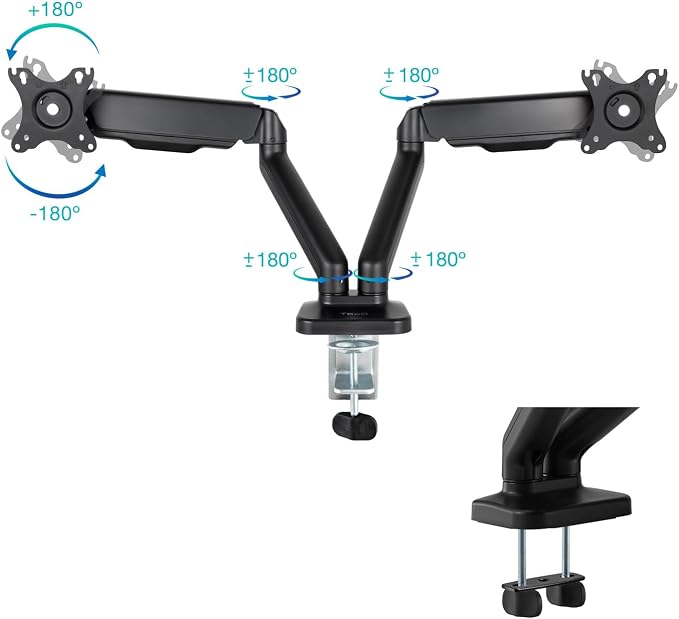 ACCESSOIRE ÉCRAN - TOOQ - BRAS ARTICULÉ POUR 2 ÉCRANS AVEC RESSORTS À GAZ – Image 3